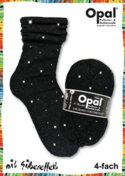 Opal Sockenwolle 4fach - Glitzer Tiefschwarz